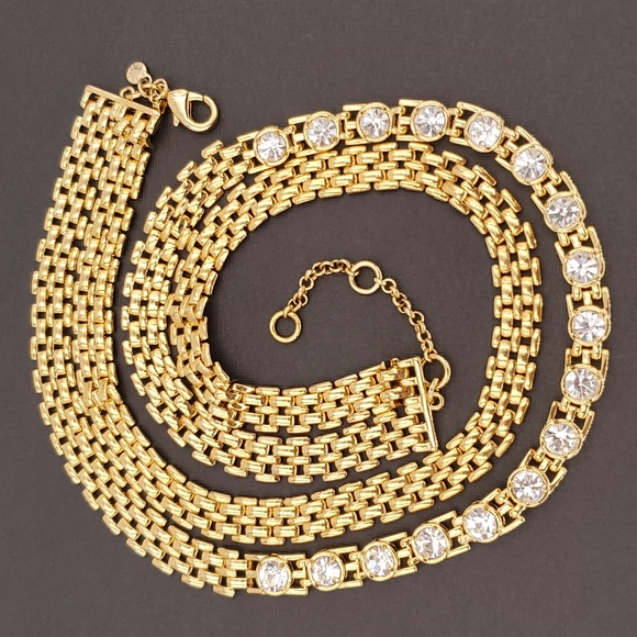 Ann Taylor Jewelry - Ann Taylor Gold Tone Mesh & Crystal Necklace